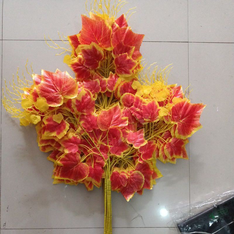 Daun Artificial/Daun Hias/Daun Plastik/Daun Dekorasi/Daun Anggur Orange