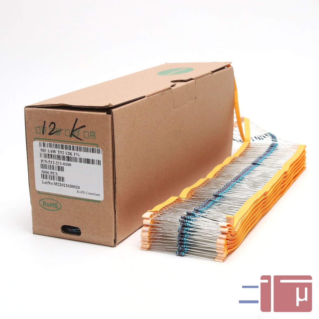 x10 Resistor 12K 1/4W Metal Film 1% Taiwan Kaki Tembaga