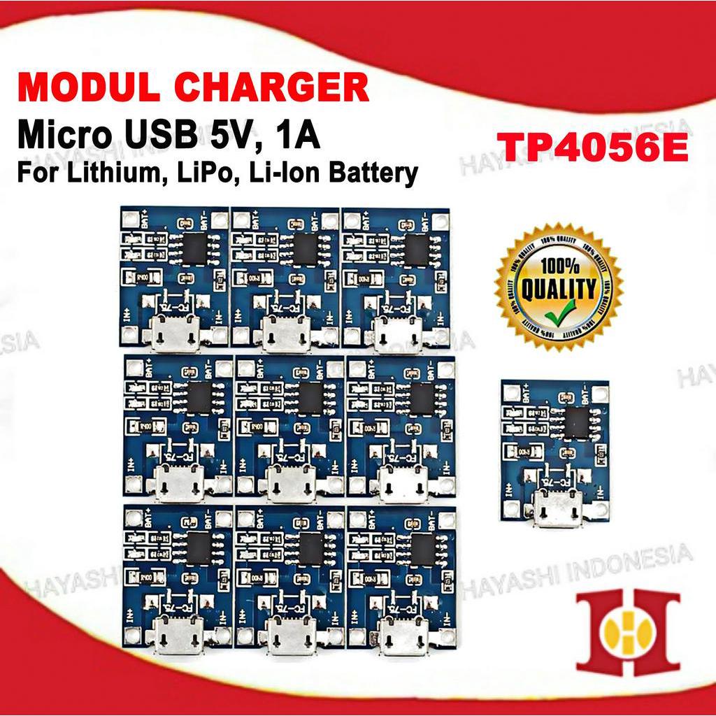 Modul TP4056E Micro USB Charger 18650 Baterai Lithium 5V 1A-5pcs