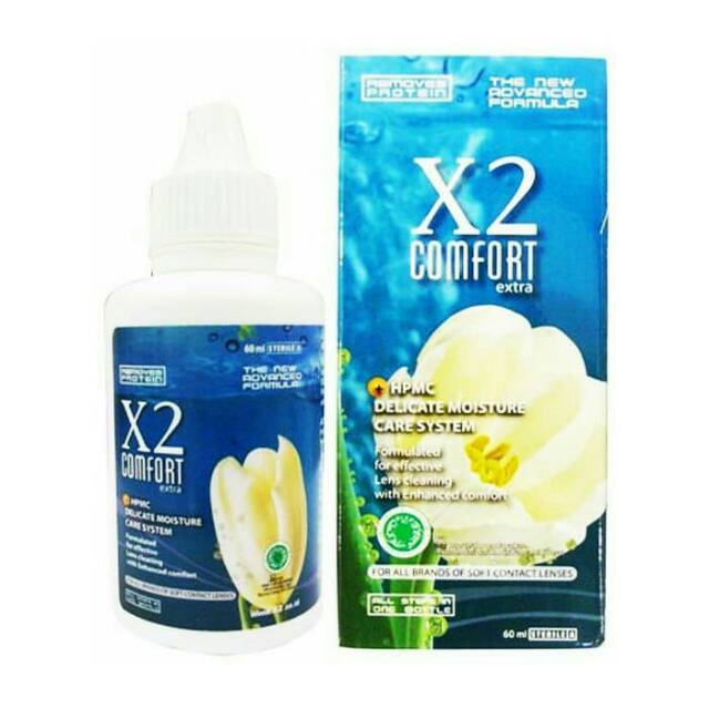 X2 Comfort 60 mL Kecil Cairan Pembersih Softlens Travel Size Anti Bakteri