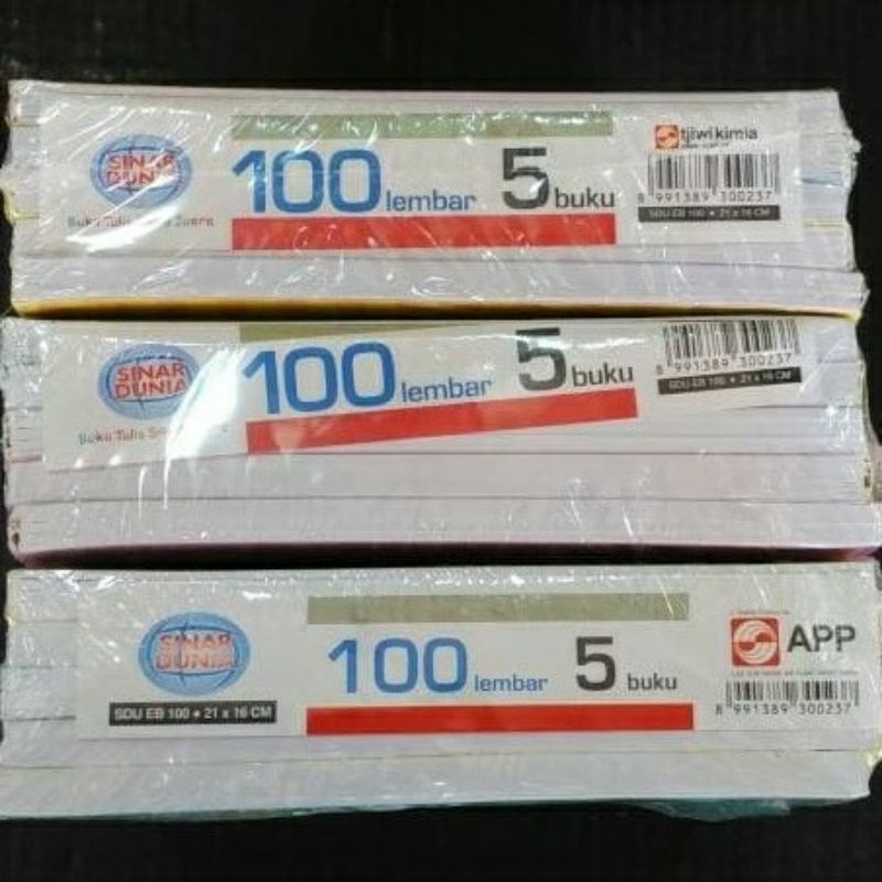 

HJK SIDU 100 Lembar Buku Tulis Kwarto Pendek Sinar Dunia (1Pak/5Buku)