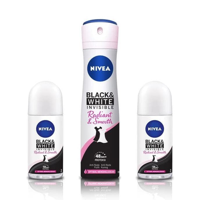 Nivea Black & White Invisible Radiant & Smooth Deodorant Spray & Roll On
