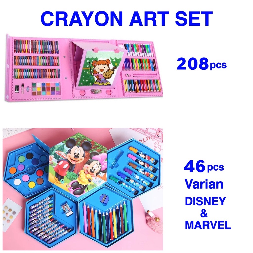 

Set Peralatan Gambar & Lukis Anak Terlengkap 208 pcs Pensil Warna Spidol Crayon Oil Pastel Portable Board - Drawing Birthday Gift Set Kado Ultah