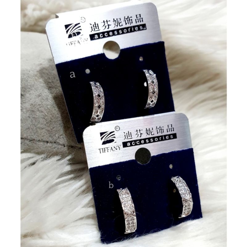 Anting Silver925 Full mata anting silver perak Anti mata kilau Mirip emas asli anti Karat anti alergi anting premium berlian kilap 090