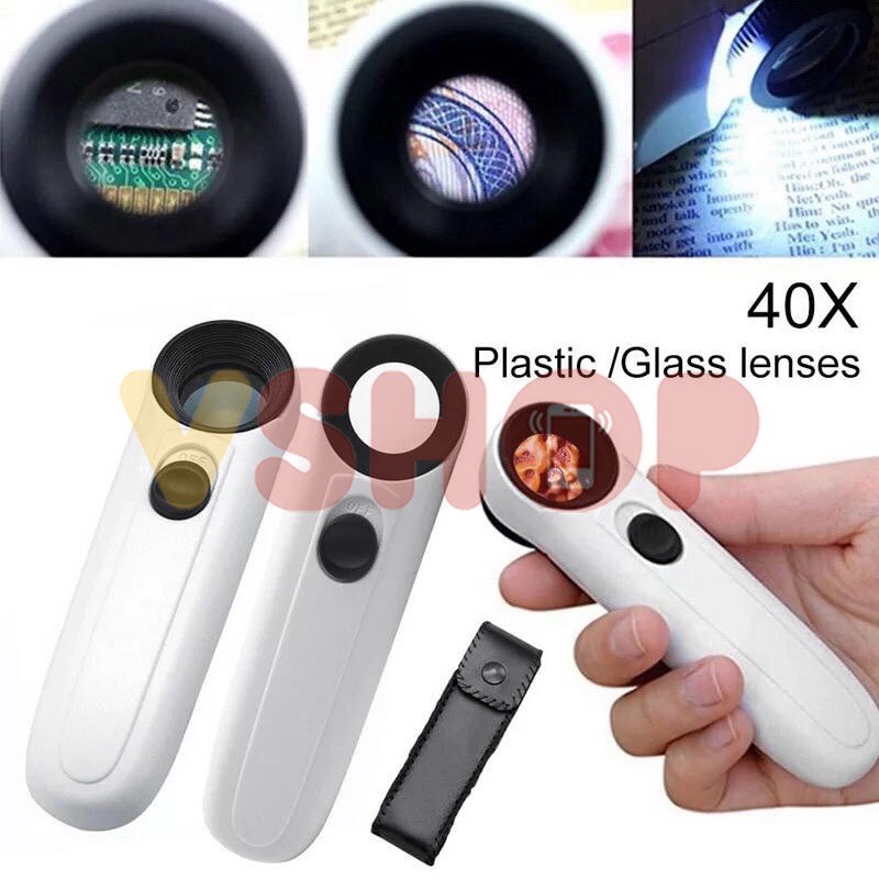 40X HAND-HOLD MAGNIFIER GLASS - KACA PEMBESAR LED MG6B-1B