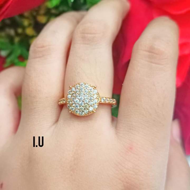 Cincin Dewasa Permata Full Perhiasan Wanita Gold Modern (COD)