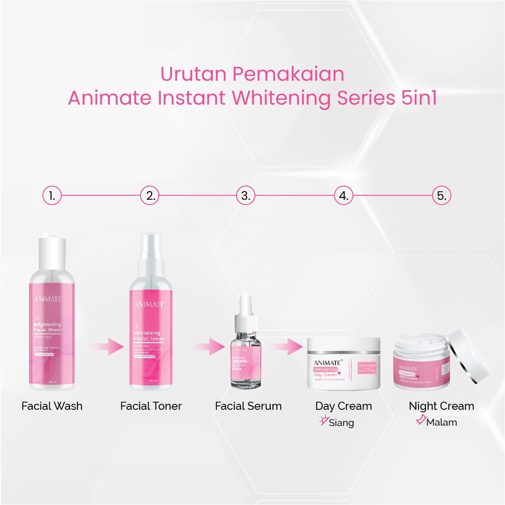 Animate Instant Whitening Series 5in1 / Cream Pemutih Wajah / Skincare Wajah Original BPOM