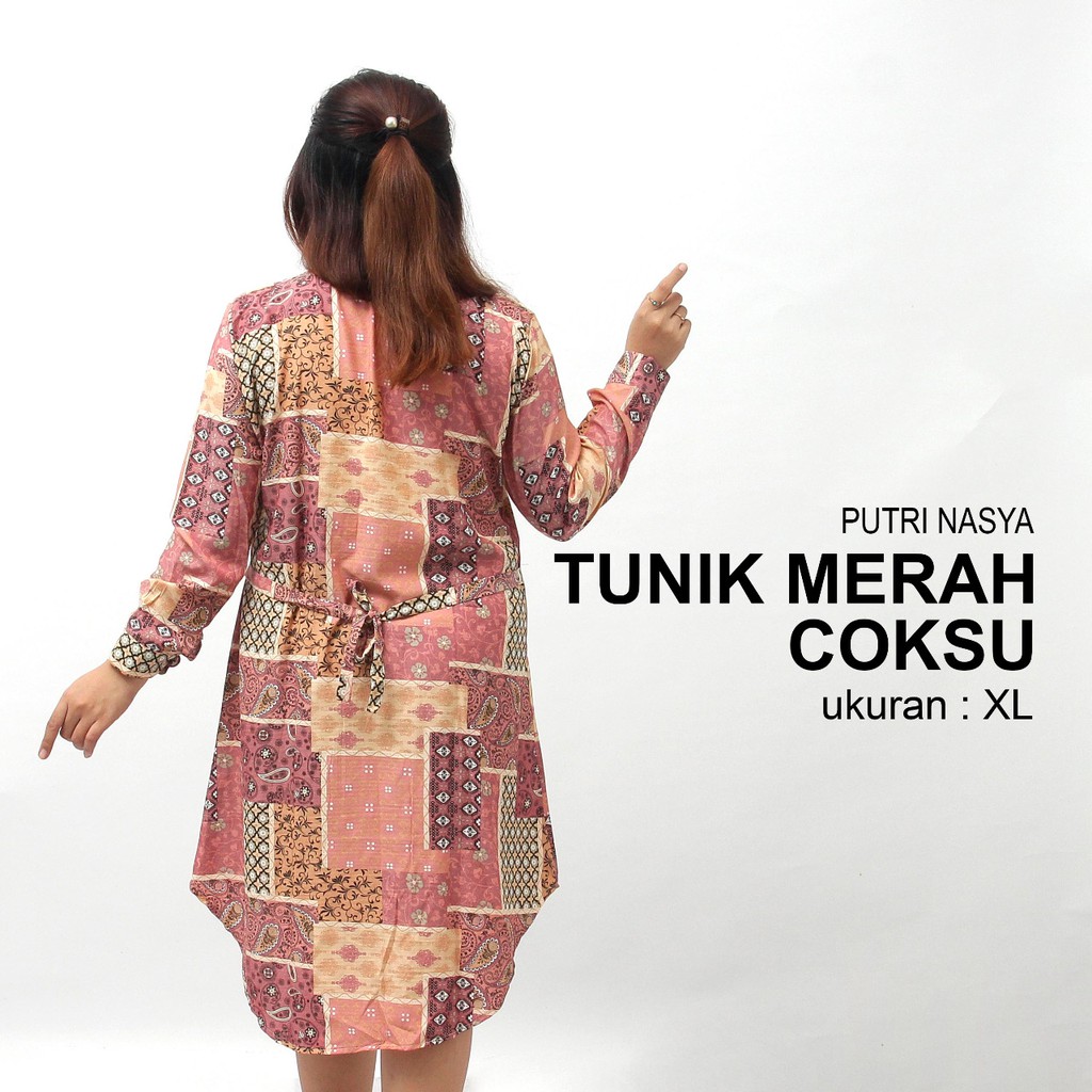 Tunik long rayon jumbo / atasan wanita big size / atasan tunik / tunik kerja / tunik motif