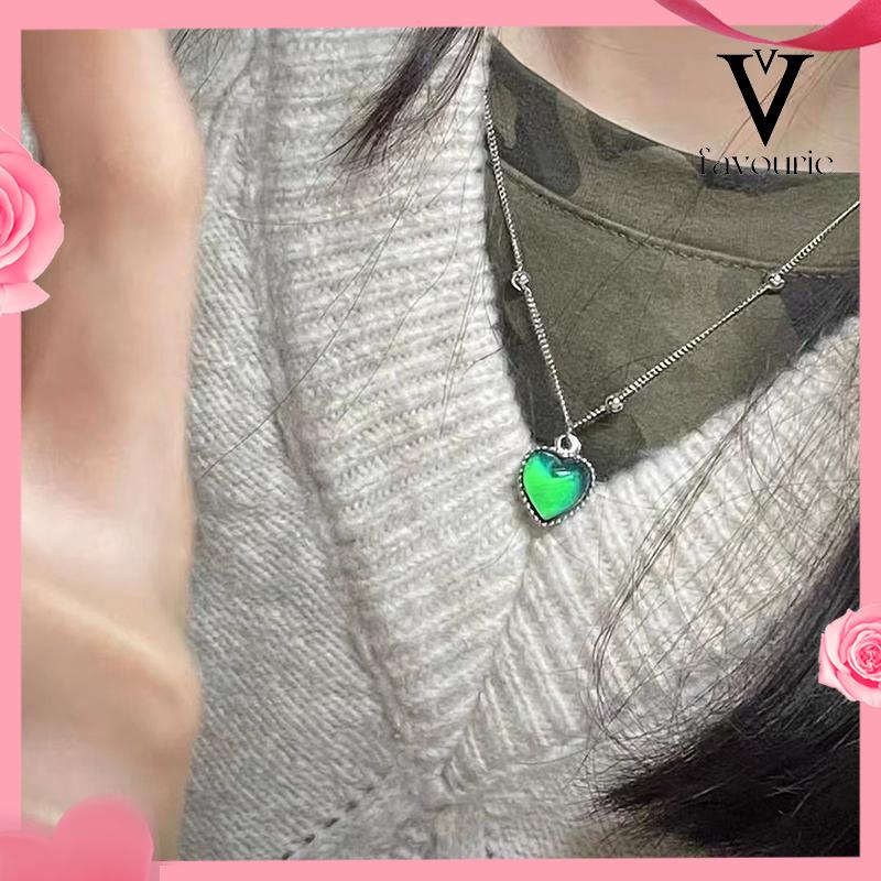 [COD]Kalung Cinta Berubah Warna Hangat Desain Niche Wanita Manis Keren Fashion Kalung All-Match-FA