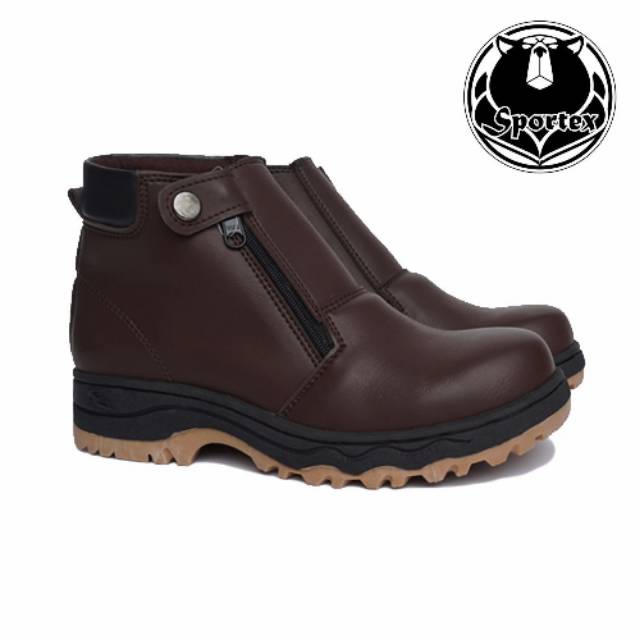 Sepatu Safety Pria Ujung Besi / safety shoes / type sleting coklat tua sol MX by sportex