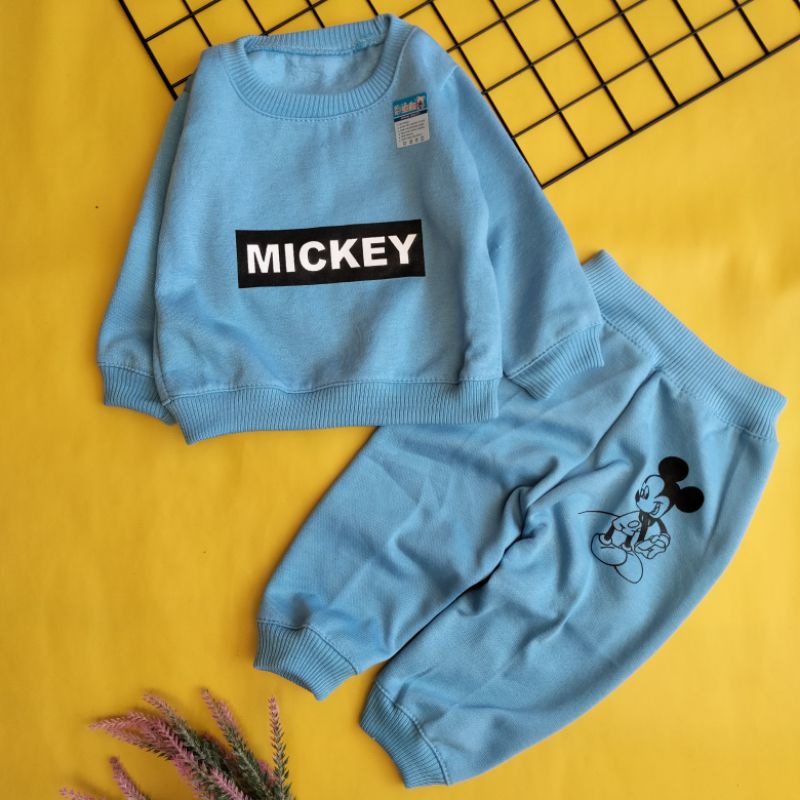 set sweater fleece bayi 3-12 bulan motif miky