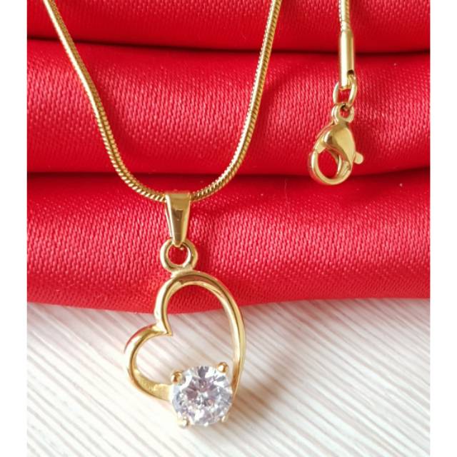 Kalung fashion Titanium / Kalung titanium gold Antikarat Love GN027