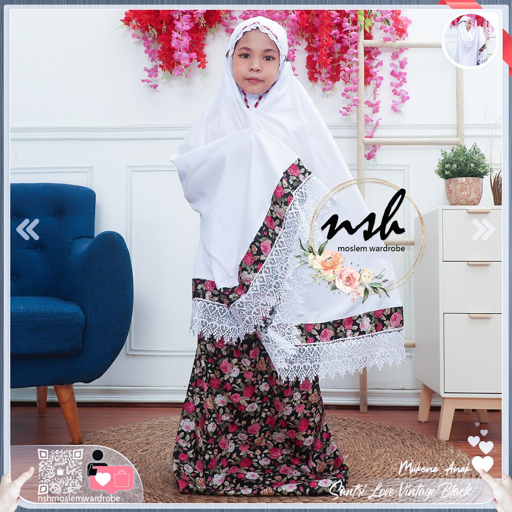 [𝓷𝓼𝓸] Mukena Anak Santri Renda Love (Muat Hingga Ukuran Tanggung banyak warna)-6