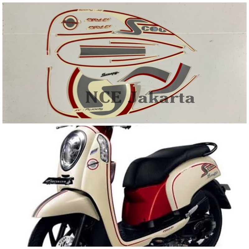 STIKER STRIPING SCOOPY FI SPORTY 2013 PUTIH CREAM