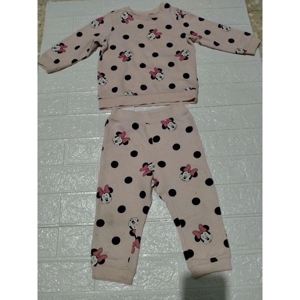 Preloved Set H&M Baby Minnie Mouse Full Pink Preloved Set Minnie Mouse HnM Baby Preloved Setelan Ana