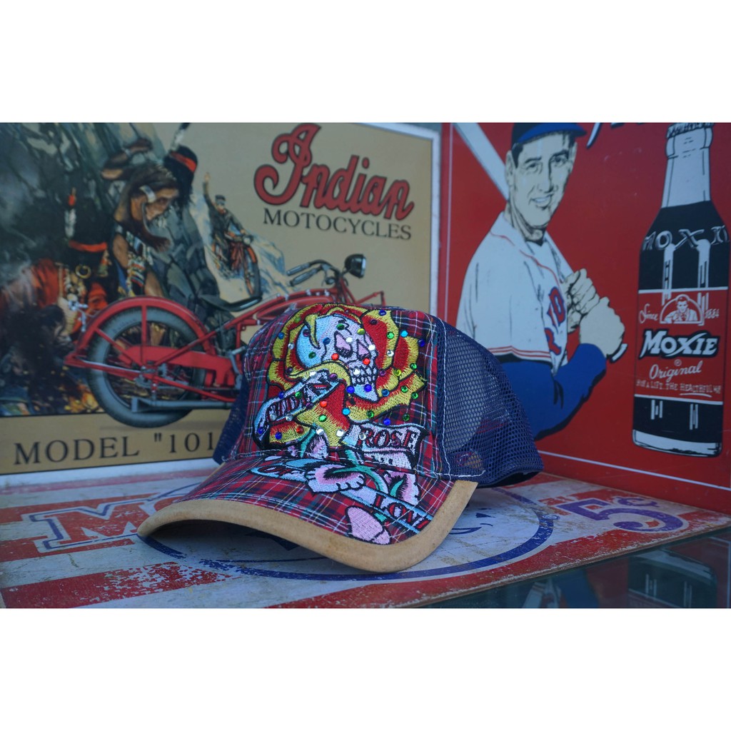 Trucker Hat Topi Ed Hardy Unisex One Size Navy Grey