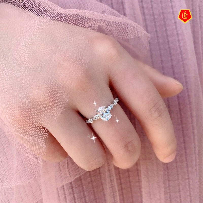 [Ready Stock]Women's Elegant Simple Moissanite Diamond Ring