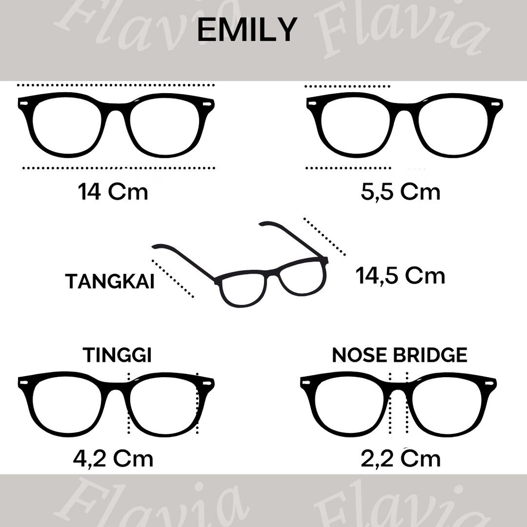 Flavia Eyewear - Kacamata Emily Cat Eye Acetat (custom minus, photochromic, blueray, bluechromic dan photobrown)