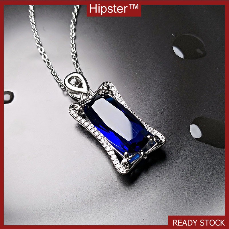 New Best-Selling Classic Fashion Domineering Natural Square Sapphire Pendant Necklace