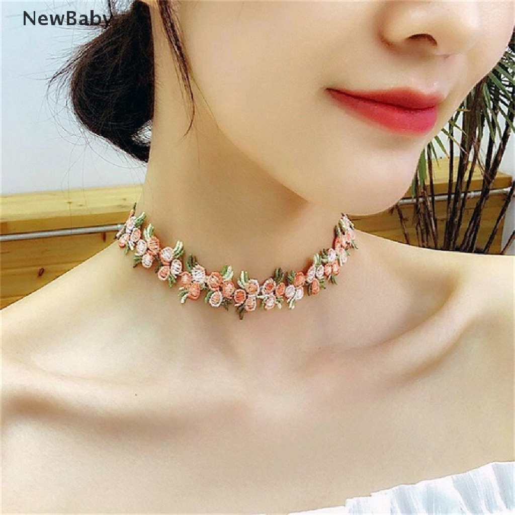 Kalung Choker Motif Bordir Bunga Romantis Untuk Wanita