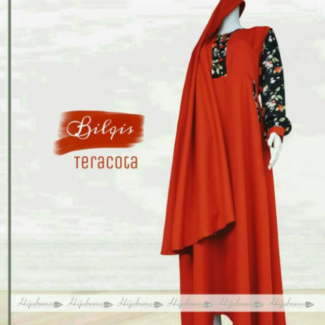 BILQIS BY HIJABUNA GAMIS BALOTELLI POLOS KOMBINASI MOTIF BUNGA