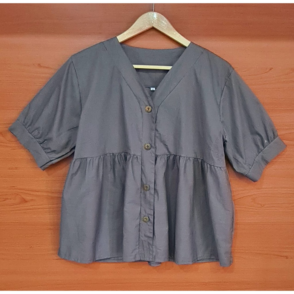 BinxFashion Blouse Jumbo / Atasan Wanita Jumbo / Pakaian Wanita Jumbo 40-Abu Tua
