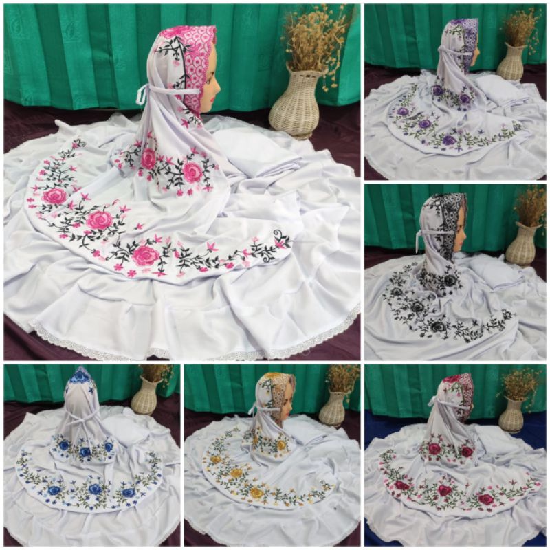 MUKENA POLINO POTONGAN BORDIR BUNGA ANGGREK MUKENA SETELAN