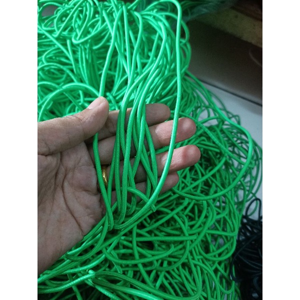 tali bulat elastis tali string elastis/tali karet bulat  3mm 13 warna( permeter)-Hijau A