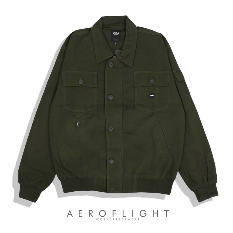 ORIGINAL WOLV Jaket Aero Jaket Bomber Jaket Pilot Hijau Army