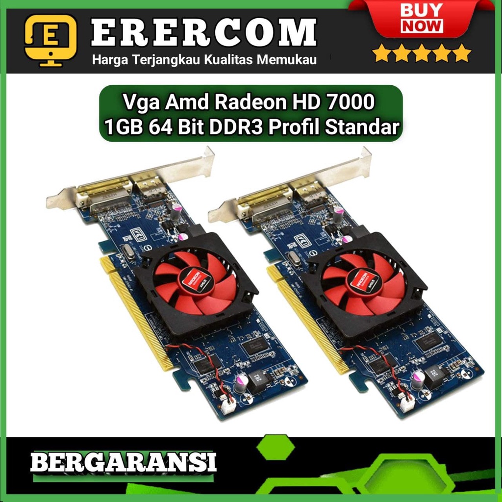 Vga card Pc Amd Radeon HD 7000 1 gb 64 bit ddr 3 Profil Standar Mantap