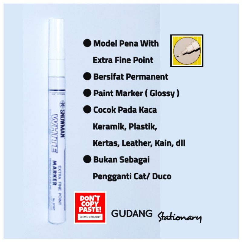 

Spidol Pena Permanent Paint Marker SNOWMAN Putih