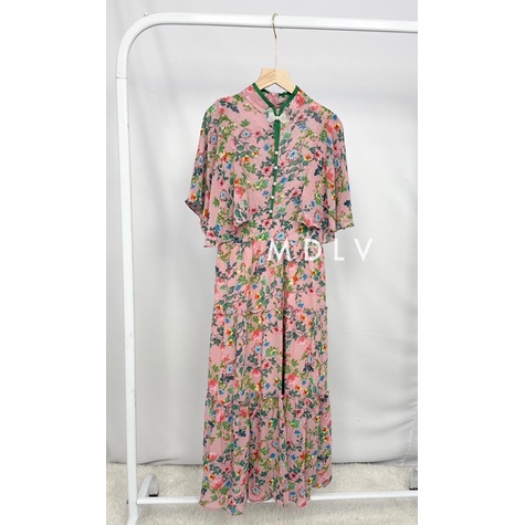 MDLV ~ 12346# Valencia Tiered Midi Dress Dress Cheongsam Flower Fashion Import