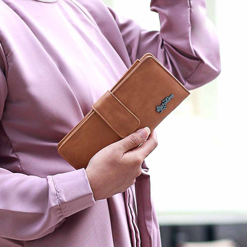 Dompet Panjang Wanita Casual Kartu Murah Semi Kulit Original