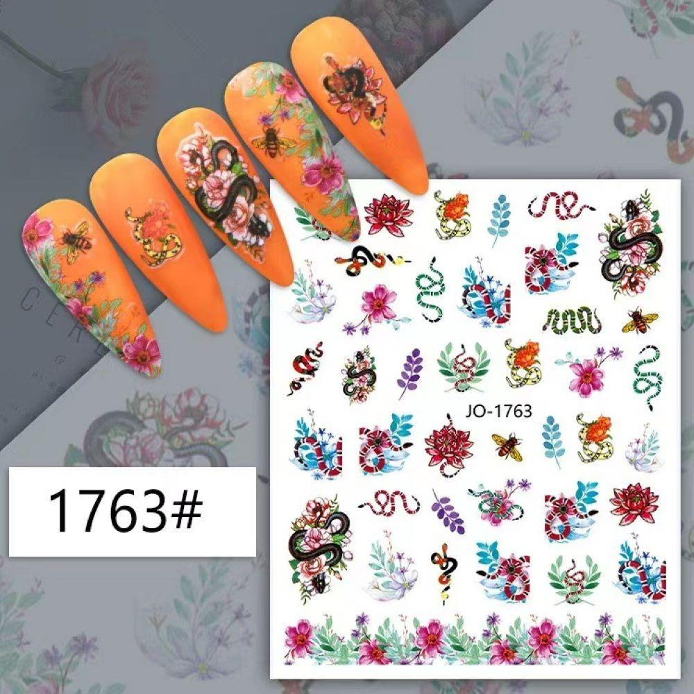 Lily Nail Art Sticker Stiker Kuku Manicure Bunga Printing Kerangka