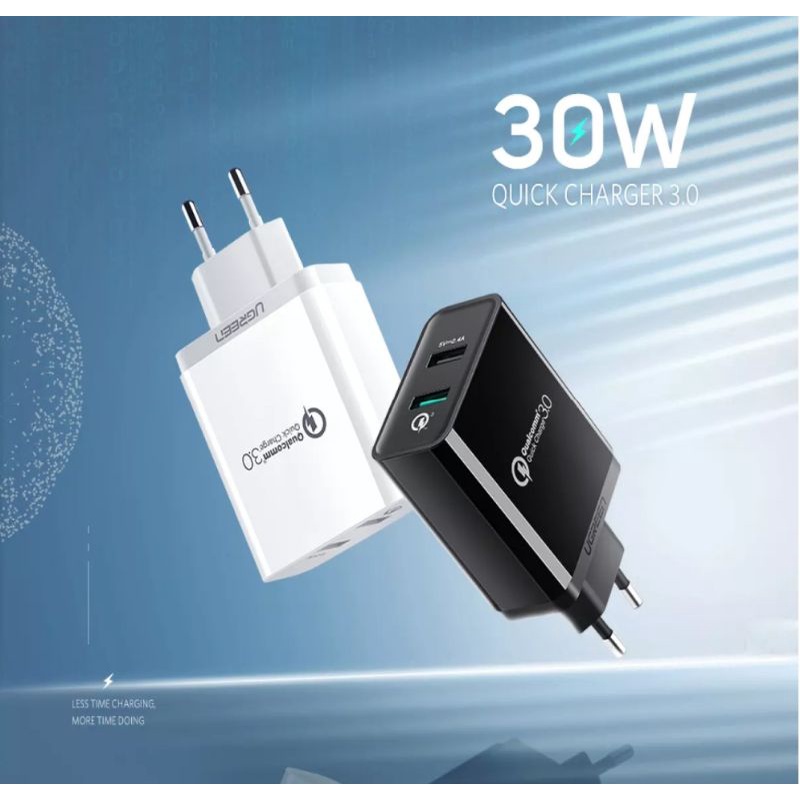 Ugreen 30W USB Charger Dual Port QC3.0+5V 2.4A Quick Charge For Huawei Oppo Vivo Xiaomi Realme iPhone