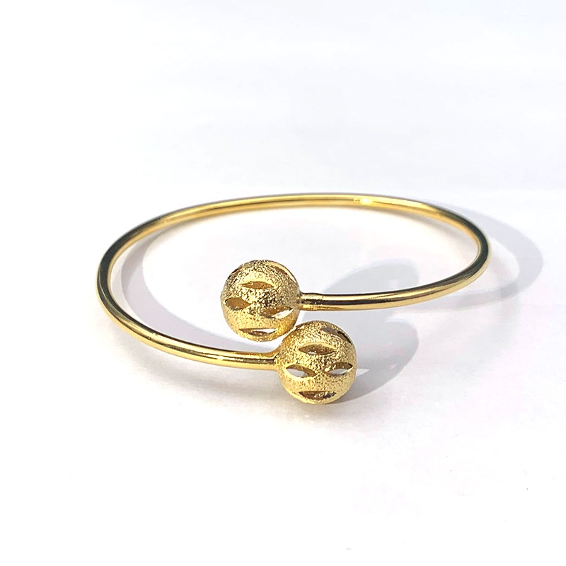 Goldkingdom Fashion Jewelry Bangkok Emas Asli Kadar 375 Accessories Ready Stock Hollow Double Ball Gold Plated Bracelet Personality Exquisite Bracelet Popular Women's Gifts