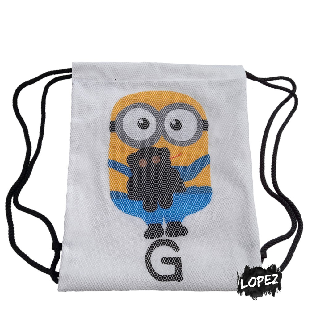 Tas Jaring Minion Doll / Tas Ransel Minion Boneka / String Bag Despicable Me Lopez