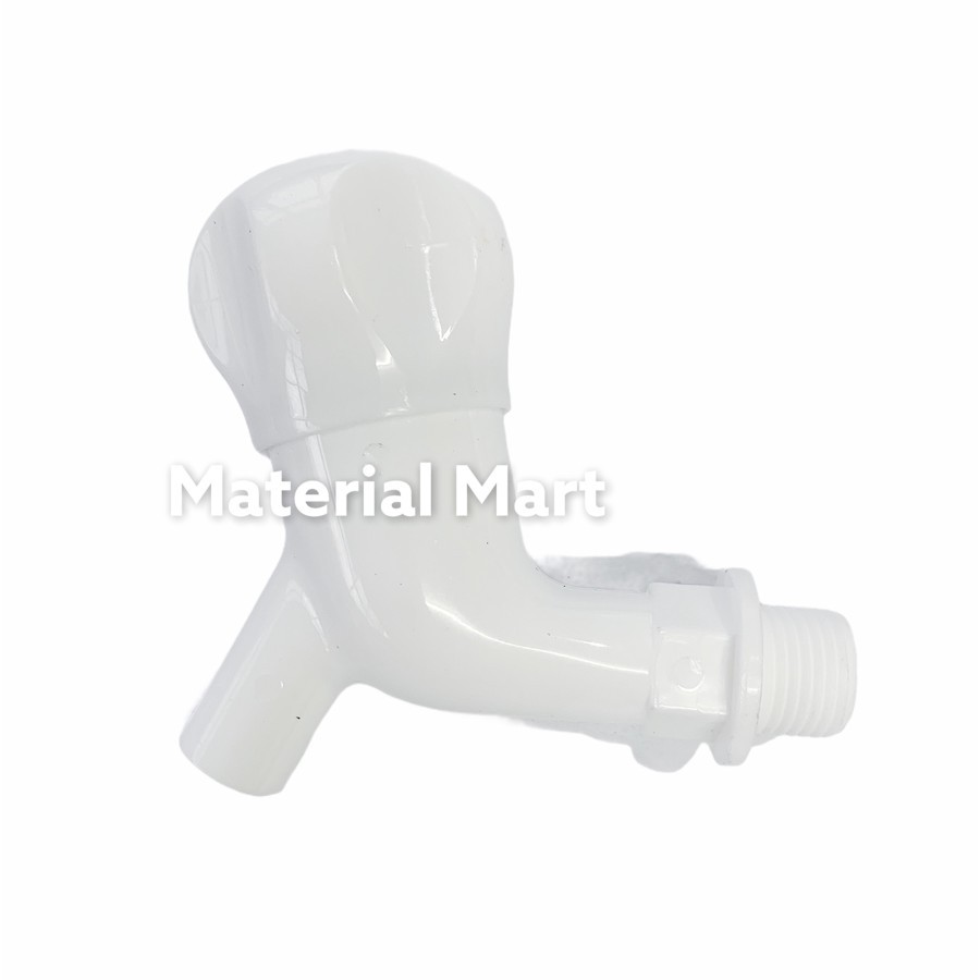 Keran Air PVC 1/2 Inch Belimbing | Kran Tembok Plastik Putar 3/4 Inch | Material Mart