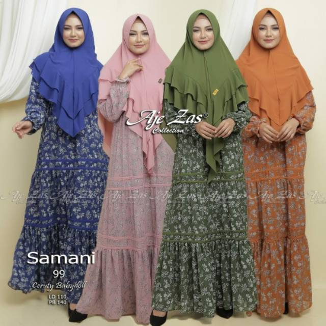 Gamis syar'i aje zas samani motif satu set