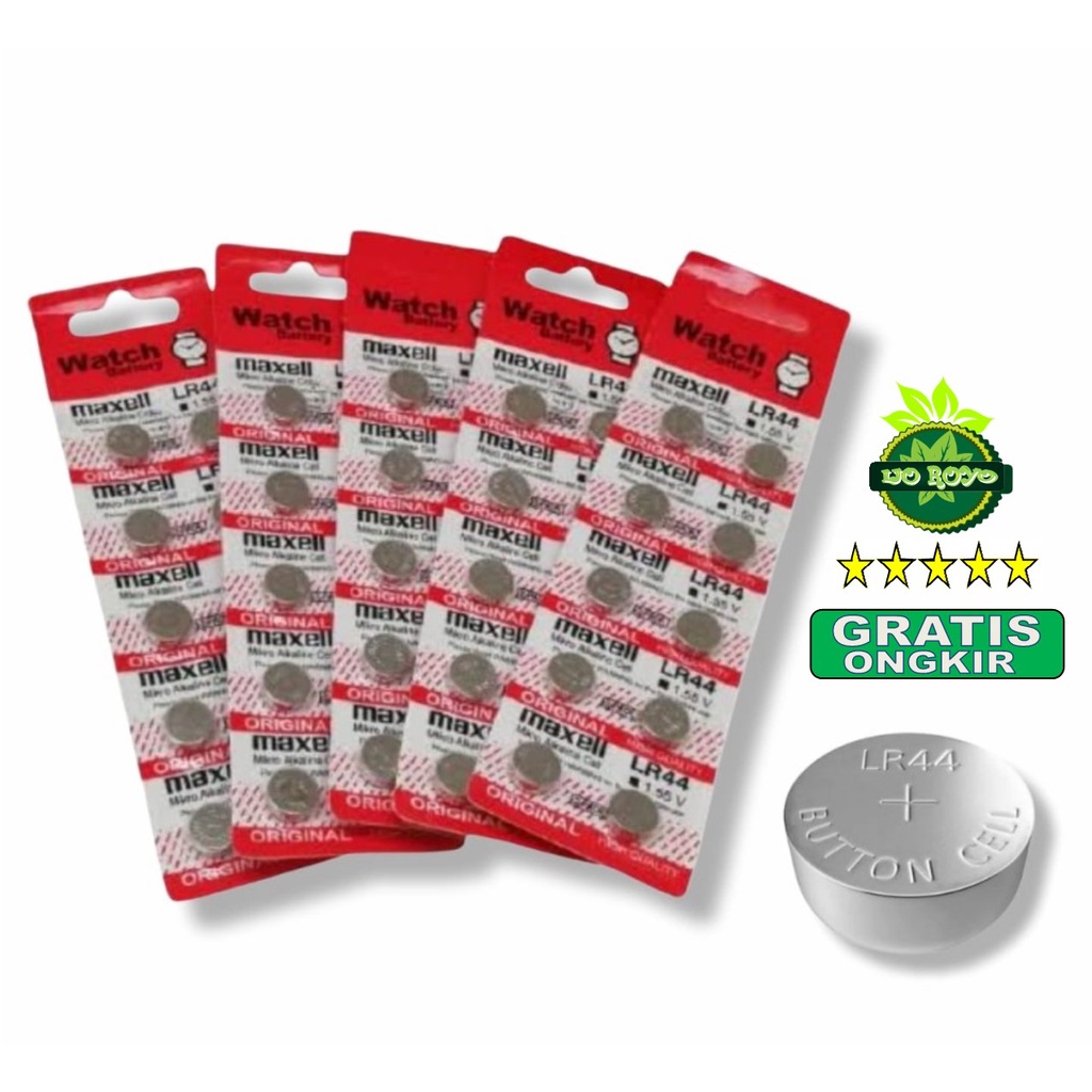 Baterai LR44 maxell 10 pcs batu batere jam kalkulator batre AG13 1.5V Lithium tamagotchi 10 pcs tama