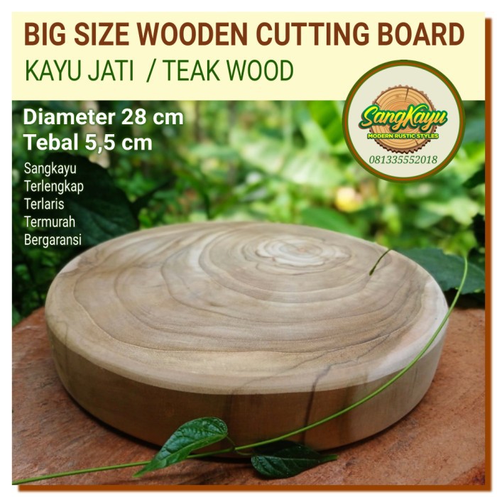 Talenan besar tebal 5 cm d-28 cm Talenan kayu jati mahoni teak wood Cutting