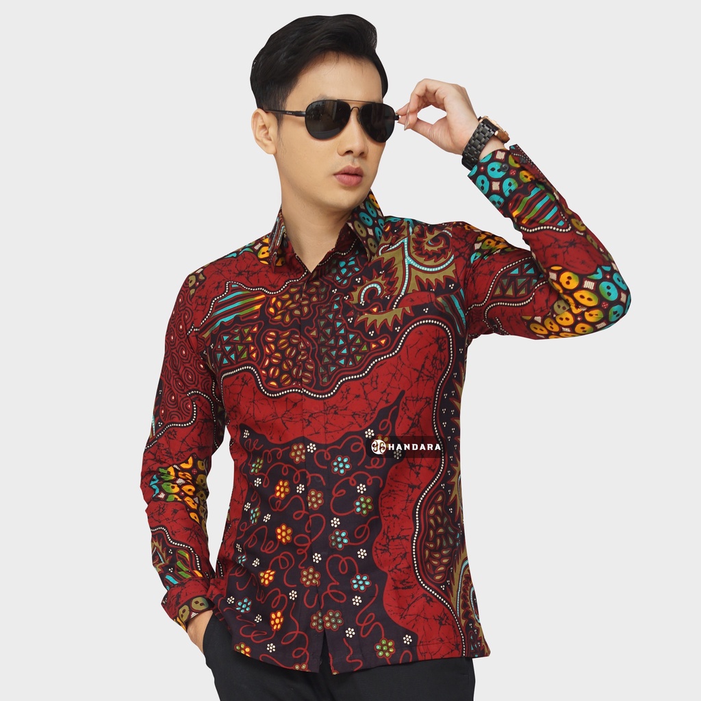 Baju Kemeja Batik Pria Lengan Panjang Slim Fit Premium Modern Full Furing Katun Halus Original Handara Motif Fernando HB-206