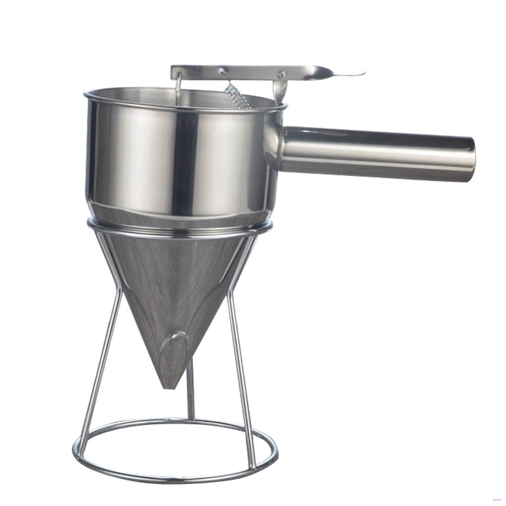 Corong Piston Dispenser Adonan Pancake Bahan Stainless Steel Dengan Stand Untuk Alat Dekorasi Kue