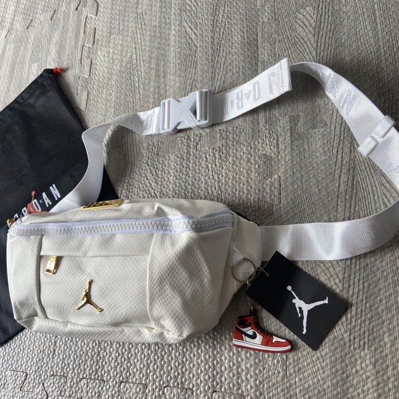 Waistbag / Waist bag Jordan Regal Leather Snake White Gold / Putih With Dustbag &amp; Keychain