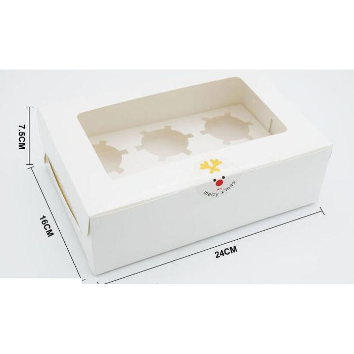 

BOX PUTIH CUPCAKE ISI 6 LUBANG PACKING MUFFIN KOTAK MIKA / GIFT BOX