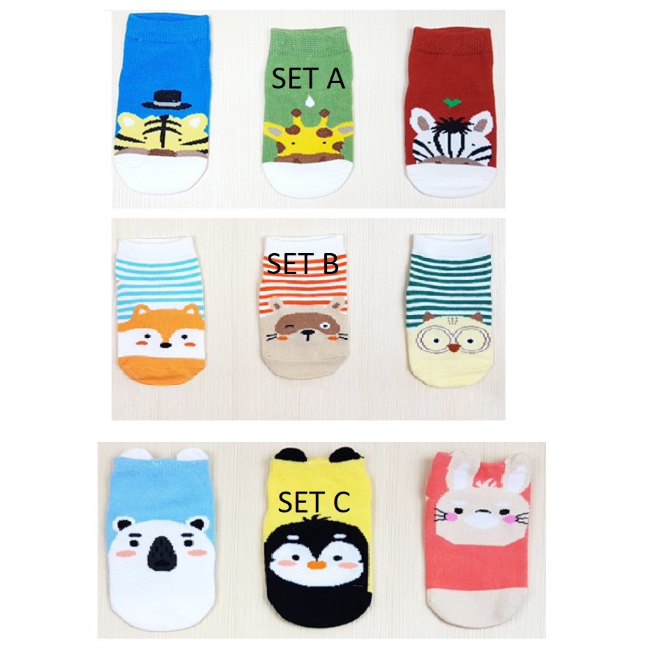 3pcs Kaos Kaki Bayi Import ANTI SLIP lucu, Bahan Nyaman CBKS LC