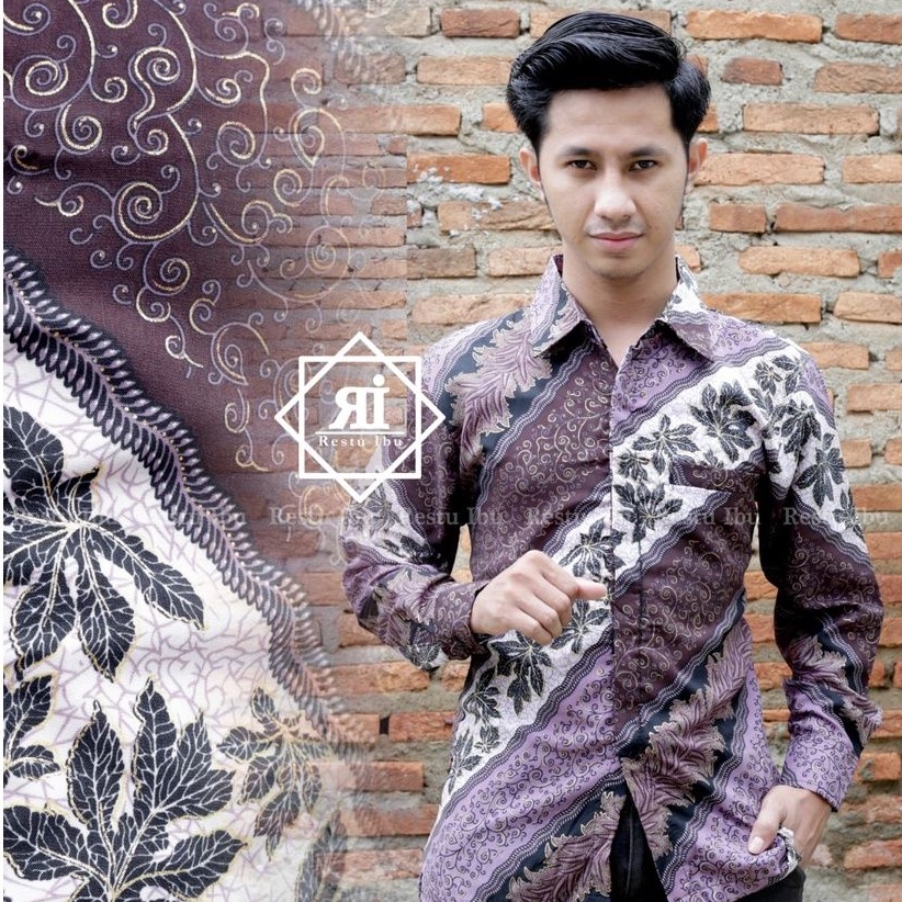 Gallery batik - Kemeja batik pria terbaru motif cm ungu / Baju batik modern buat pesta & formal