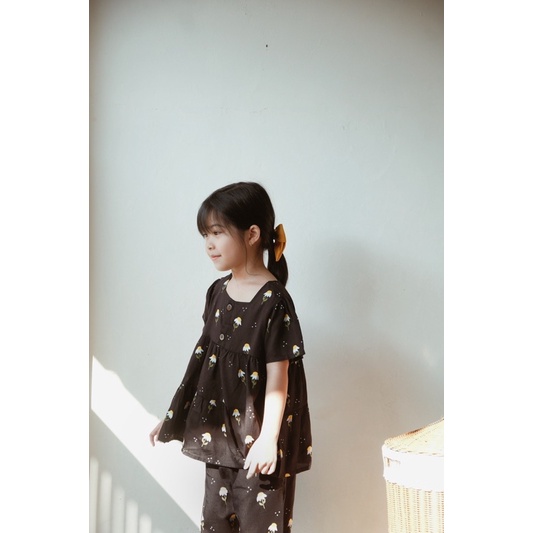 Yobebee Luna Set Setelan Rayon Anak Perempuan Usia 2 3 4 6 8 Tahun Baju Tidur Piyama Pajamas Kids Motif Karakter Premium Oneset Model Baju Harian Santai Anak Cewek