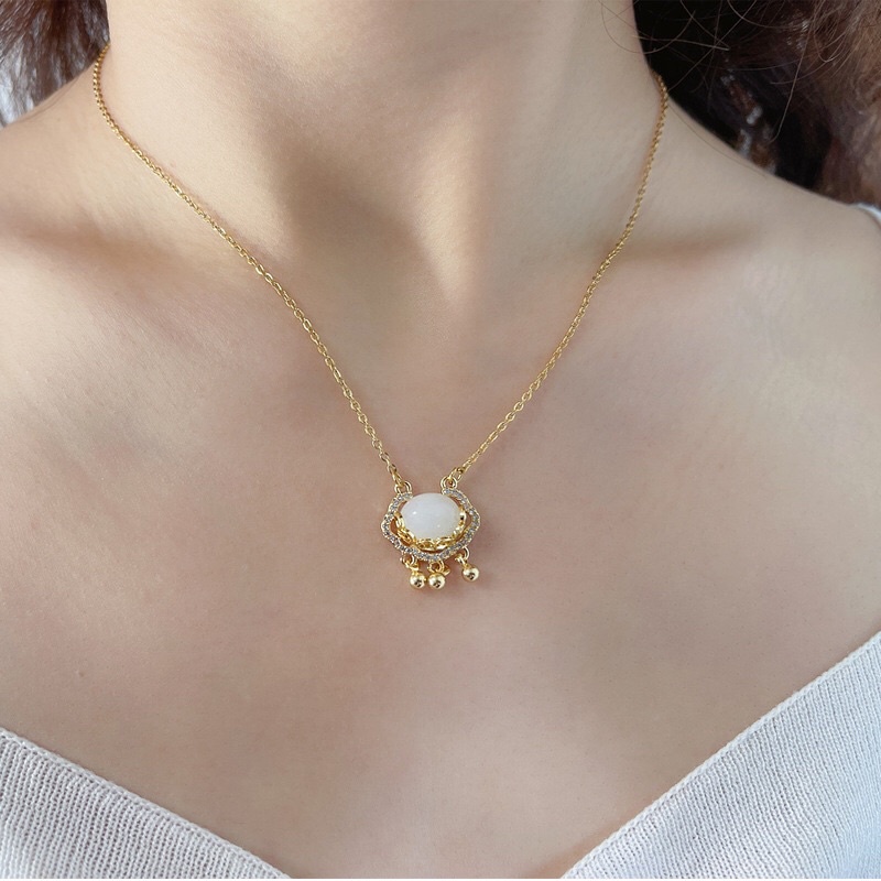 Kalung Titanium Opal Rantai Klavikula Mewah
