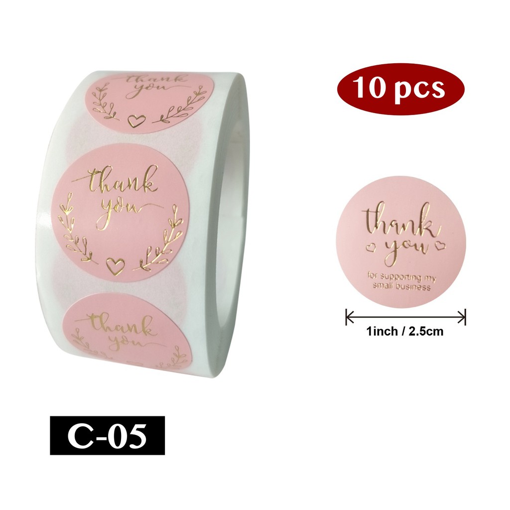 AliMaMa - STIKER THANK YOU 10 PCS - Sticker Terima Kasih Segel Olshop Online Shop Packaging Packing Souvenir Suvenir Import Murah Medan-C-05